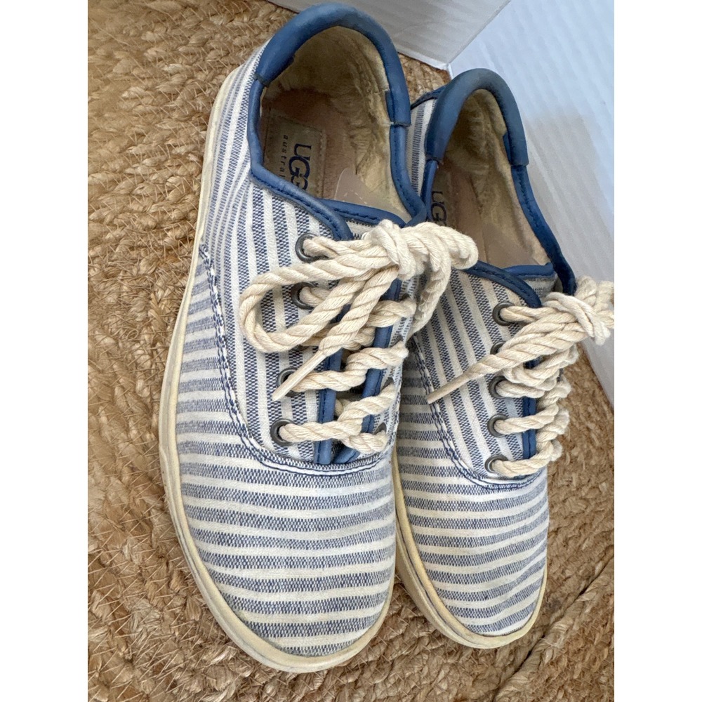 UGG Australia women's 6 Nautical Blue White Striped Canvas Rope Lace Sneakers